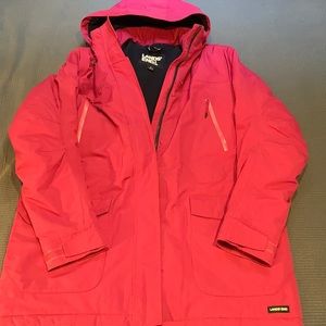 Women’s Lands End squall insulated waterproof winter parka with hood.